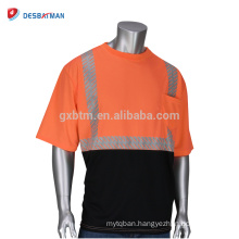 2018 New Design Fashionable High Visibility Orange 2 Tone Safety T-shirts Cool Workwear With 3 M Reflective Tapes Pocket Summer